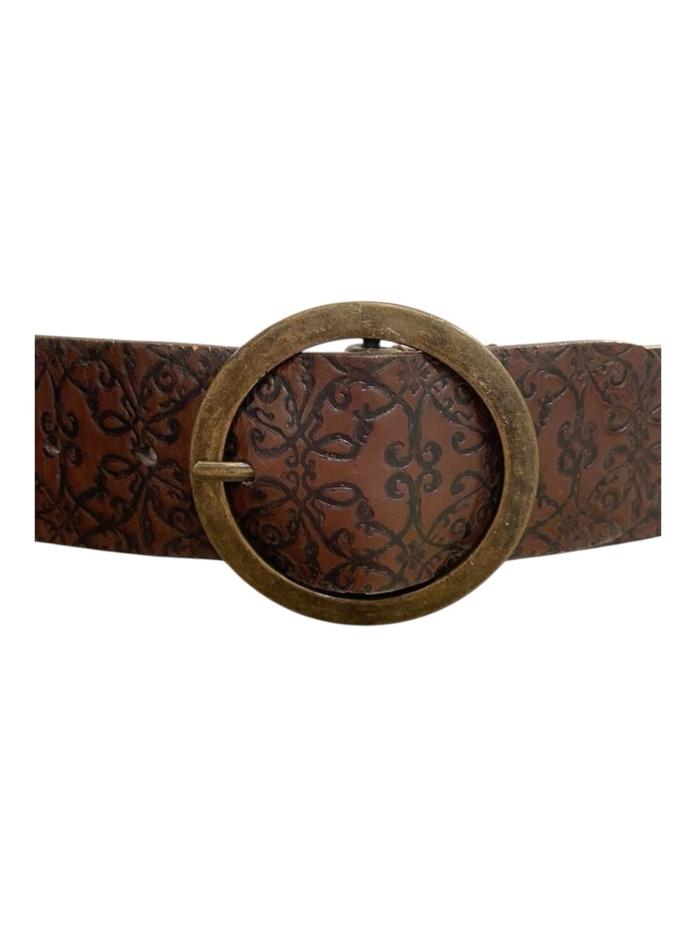 Esprit Dark Brown Patterned Belt round buckle feminine western style 32 inches